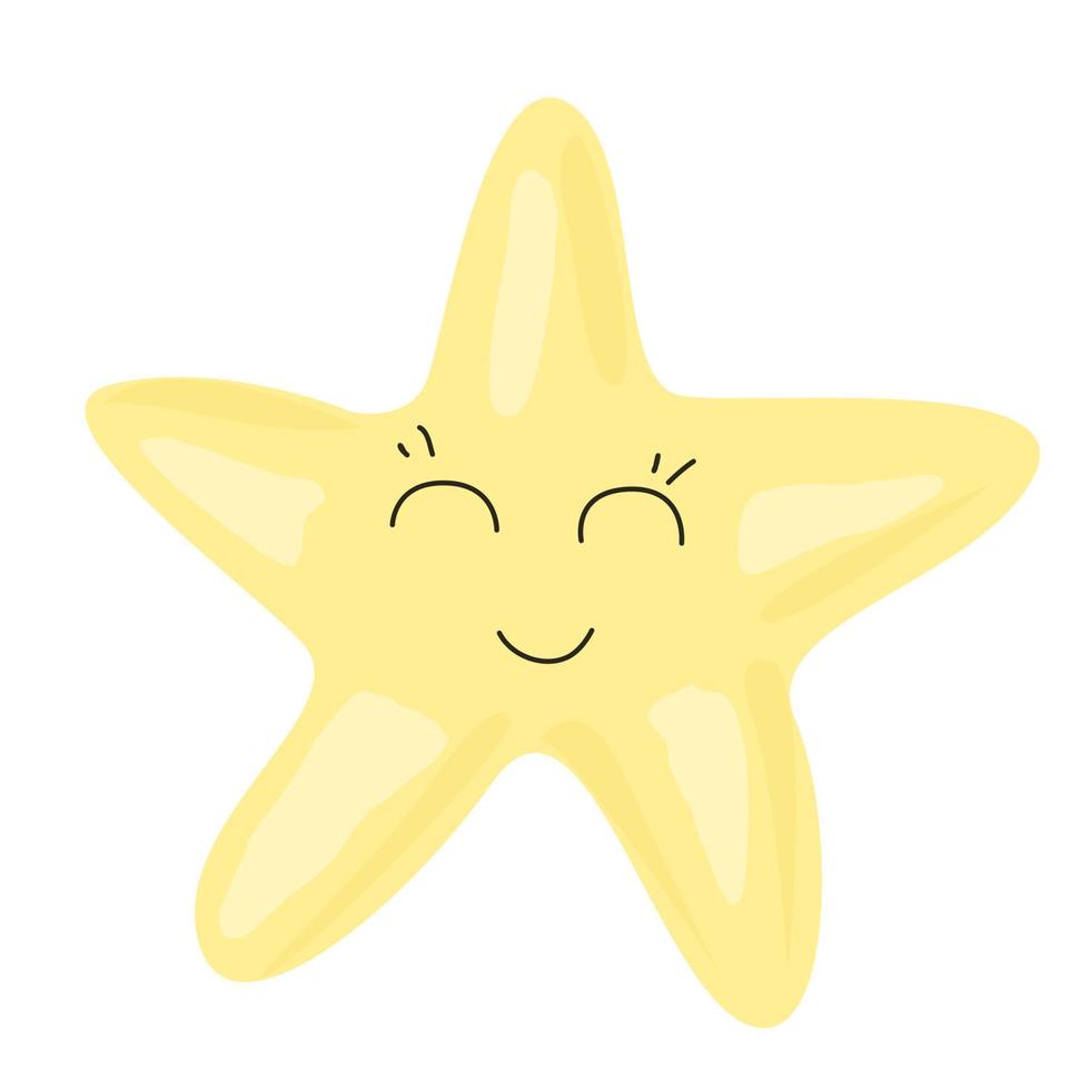 una estrella amarilla con ojos y boca. vector