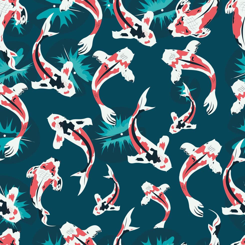 Japanese koi carp in pond pattern vector