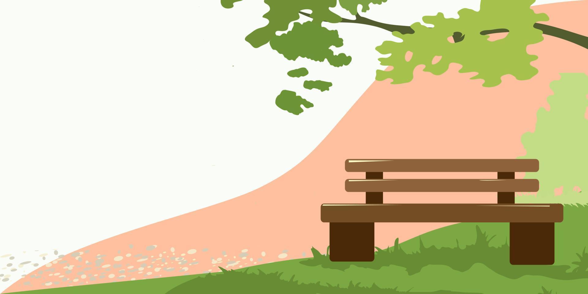 Bench under a tree in summer background vector