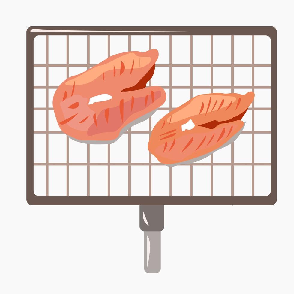 Grill grill and red fish on it vector