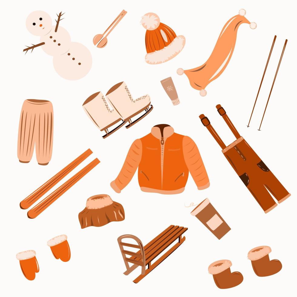 The set of items of winter clothing 4677232 Vector Art at Vecteezy