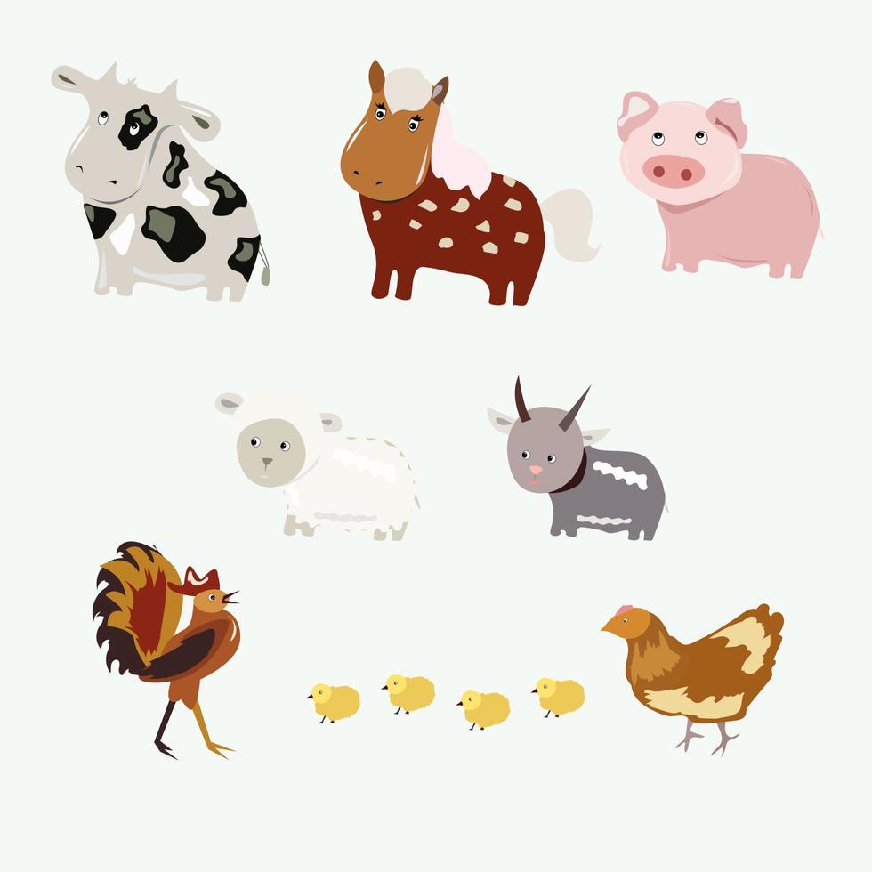 mascotas y pájaros por separado sobre un fondo blanco vector