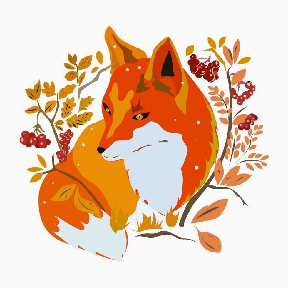 Red Fox autumn in the first snow vector