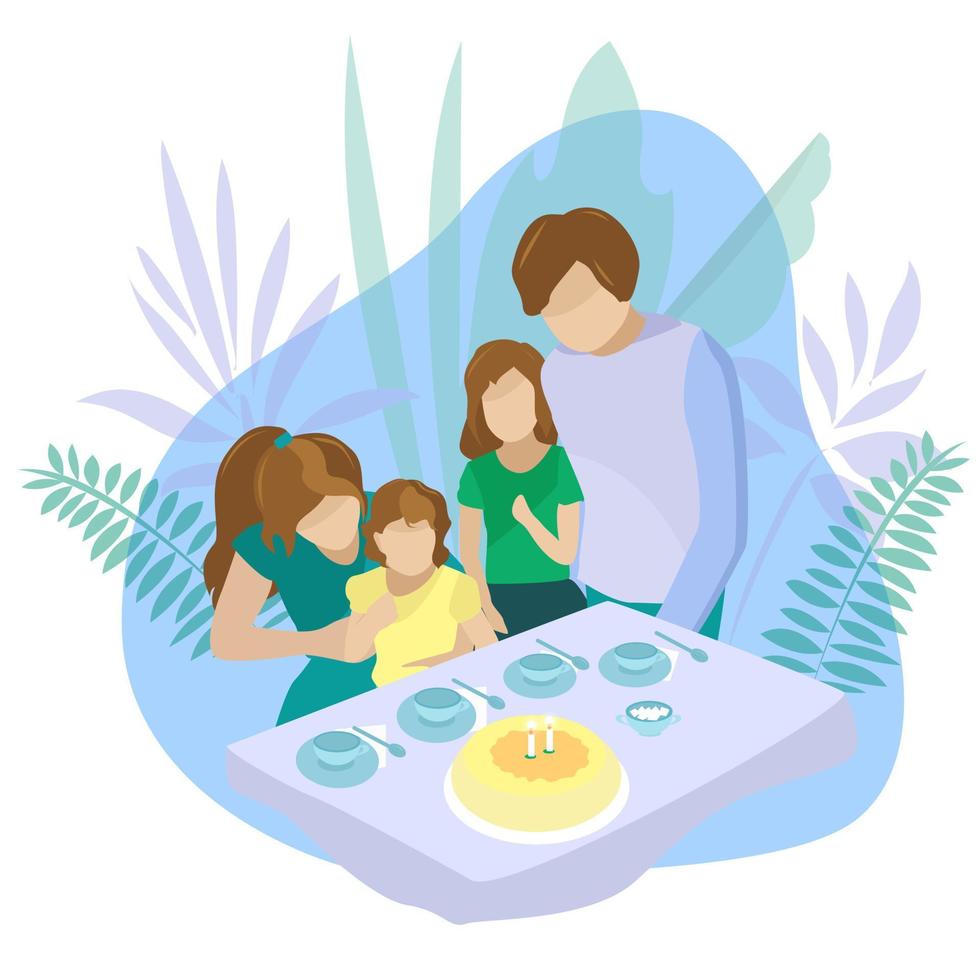 Birthday of the youngest child in the family at home vector