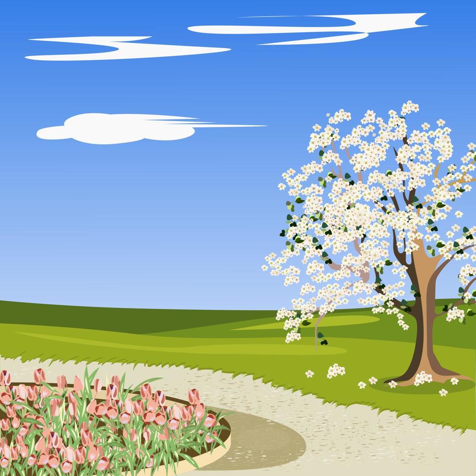 paisaje de primavera en el parque vector