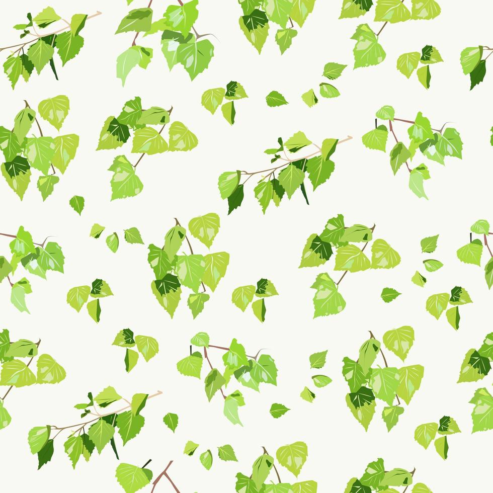 Pattern of juicy green birch leaves vector