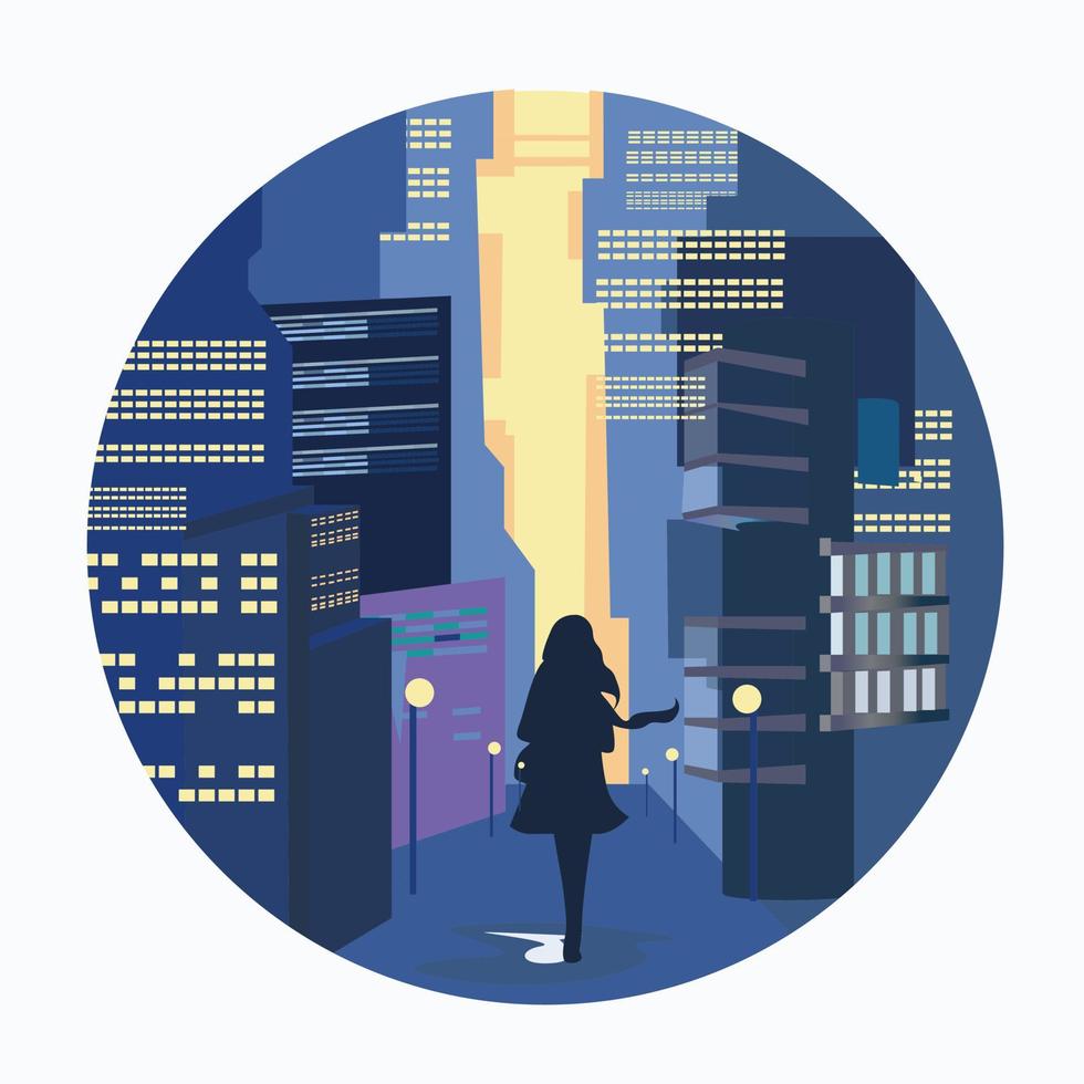 a girl walks along an empty street in the city vector