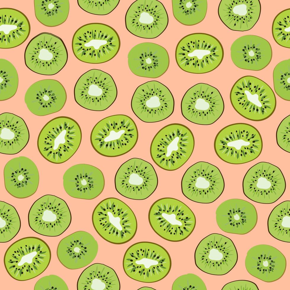 pattern of kiwi slices on a pink background vector