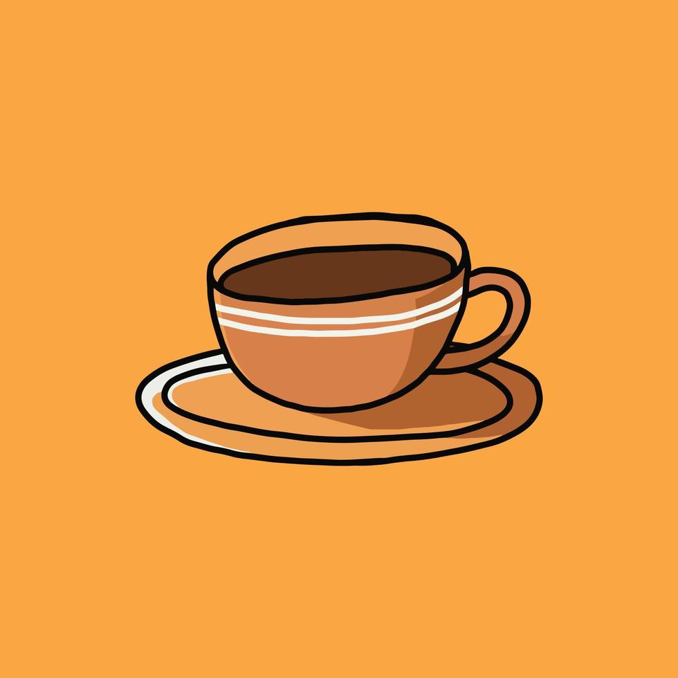 colored doodle illustration of a coffee cup. a mug for coffee or tea in a hand drawn vector. creative art graphic for decorative elements. vector