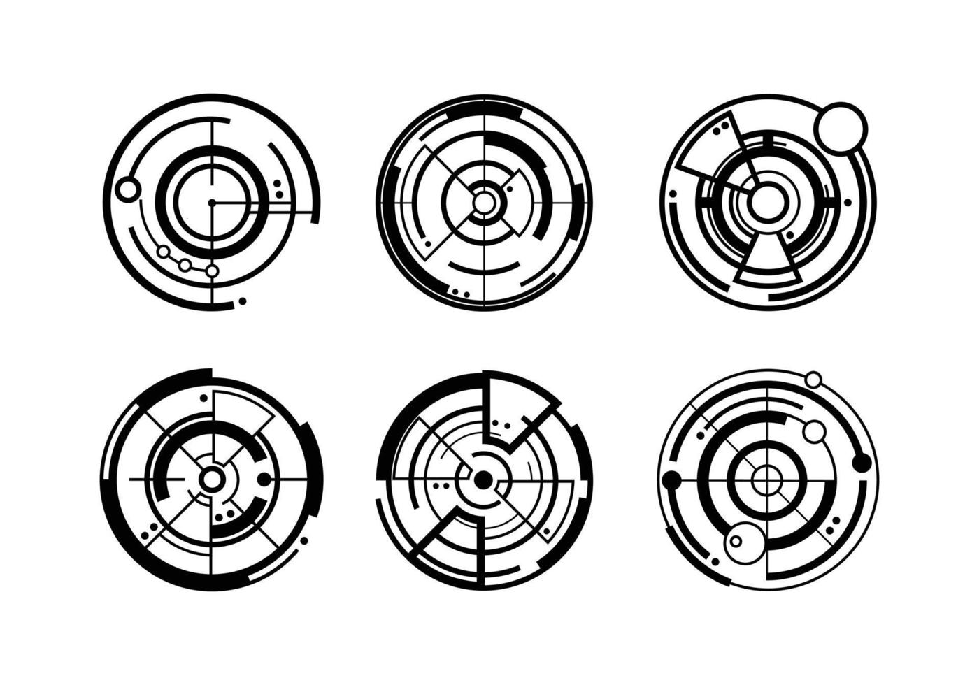 conjunto de varias ilustraciones digitales de destino. elementos de formas geométricas aislados en un fondo blanco del vector de diseño de logotipo.