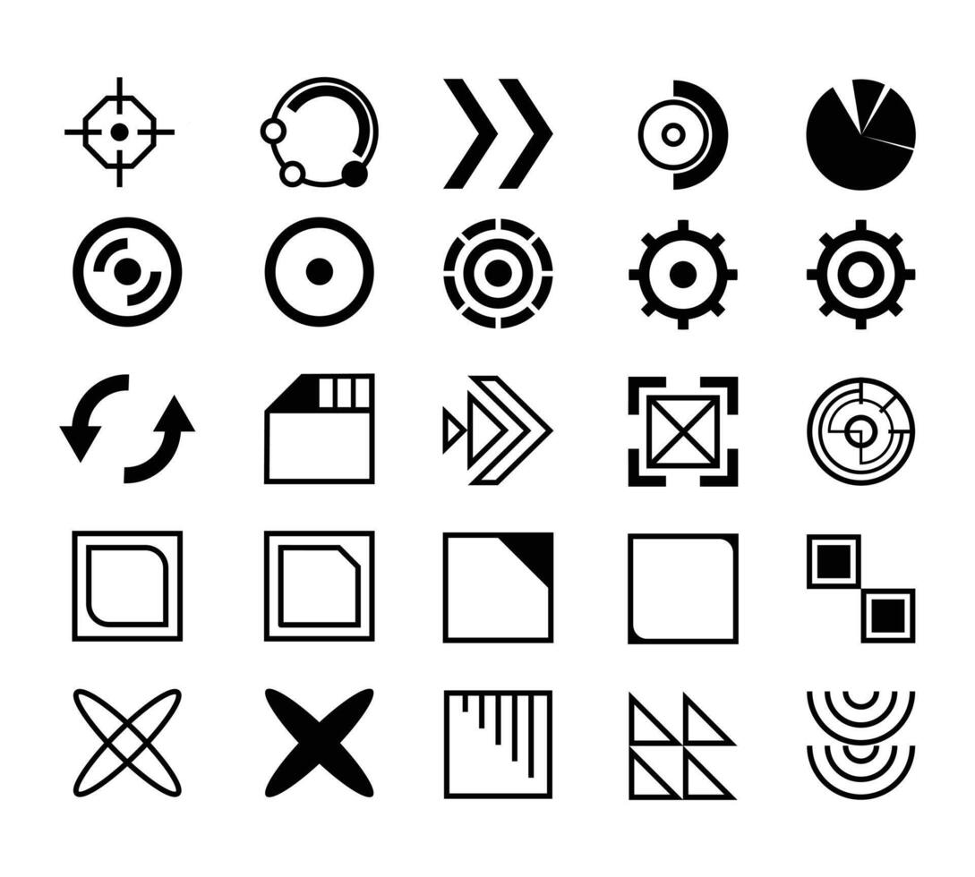 set of abstract futuristic icons for ui ux website or design element. creative element illustration for any purpose of use. vector