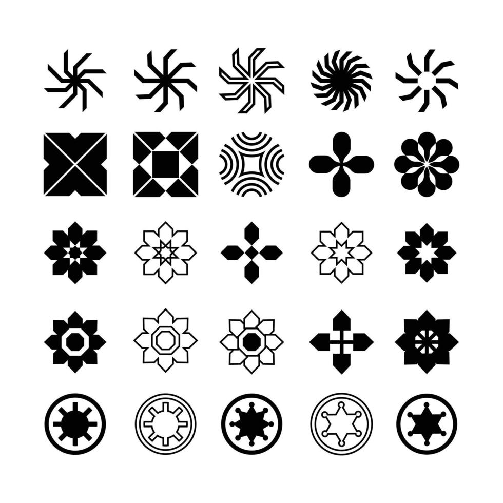 conjunto de colección de iconos de estrellas en varios estilos. ilustraciones de estrellas adecuadas para elementos como copos de nieve, elementos brillantes, decoración, etc. vector