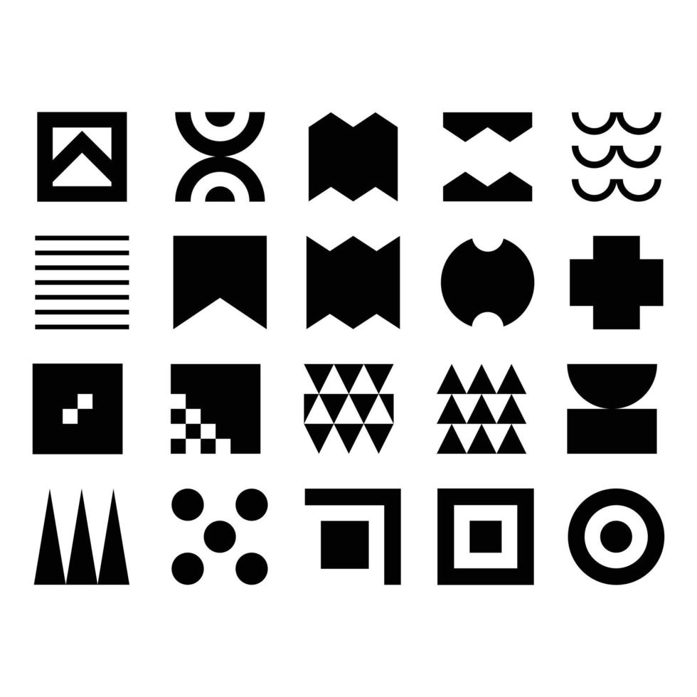 conjunto de colección de elementos geométricos en formas abstractas. una colección de elementos de iconos aleatorios para crear cualquier diseño. vector