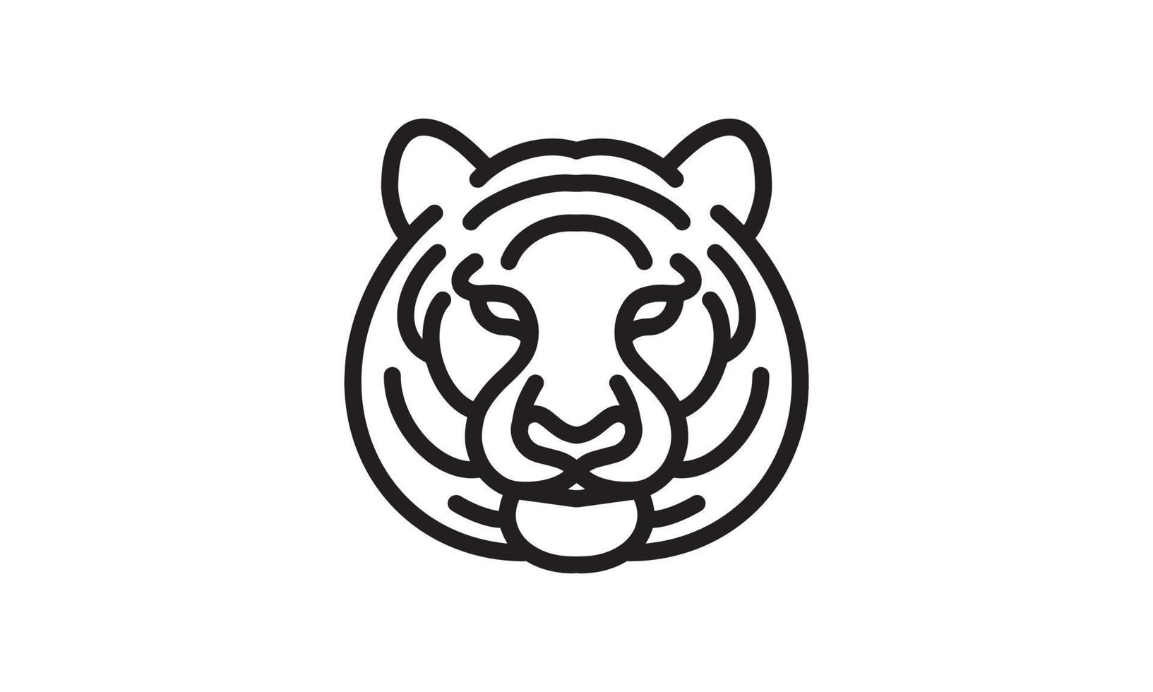 icono de línea de vector de tigre de Bengala, arte de línea de vector de cabeza de animal, ilustración de animal aislado para logo desain