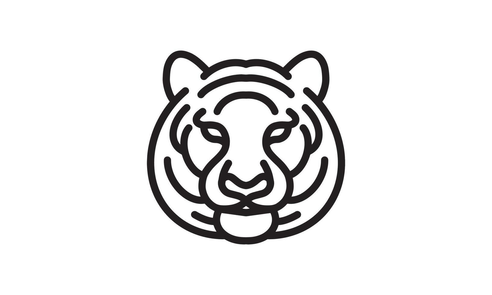 icono de línea de vector de tigre de Bengala, arte de línea de vector de cabeza de animal, ilustración de animal aislado para logo desain