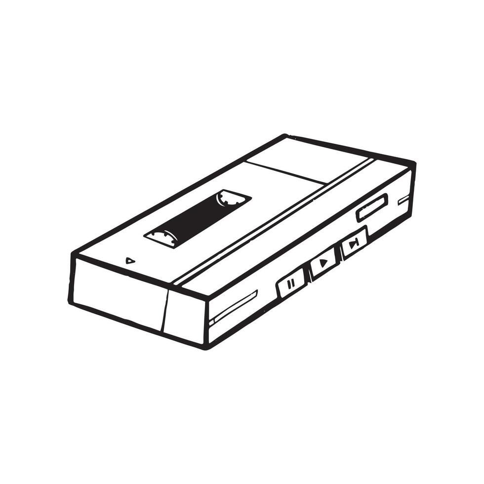 a simple sketch of a cassette recorder on white background. minimalist vector illustration of the old stuff for element design.