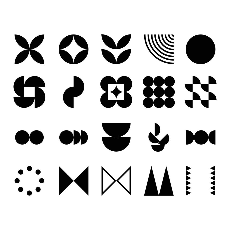 abstract geometric icon set collection in a simple style for element decoration. random shape of icon elements to create any design. vector