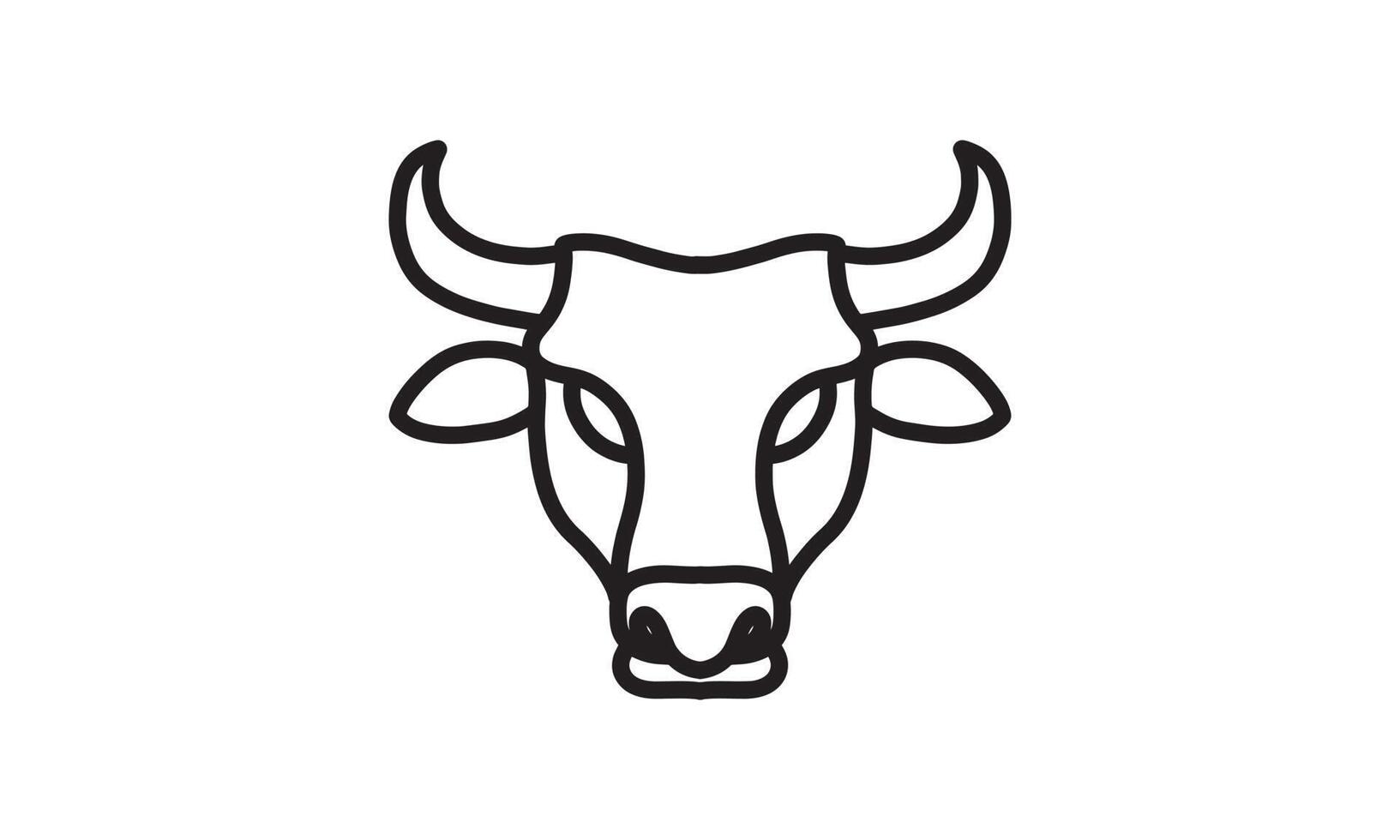 icono de línea de vector de toro, arte de línea de vector de cabeza de animal, ilustración de animal aislado para logo desain