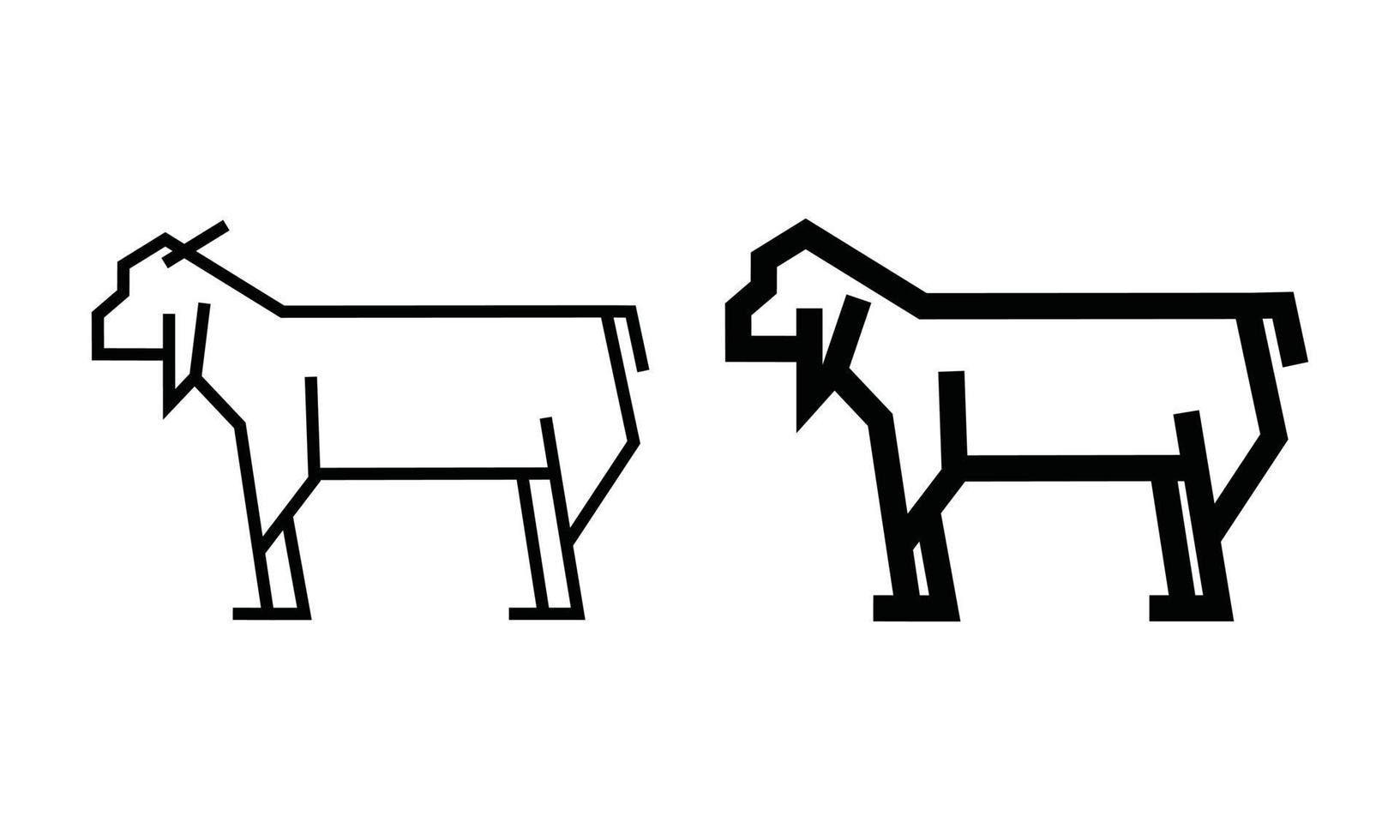 goat line art vector illustration isolated on white background. minimal outline icon for simple animal logo concept.