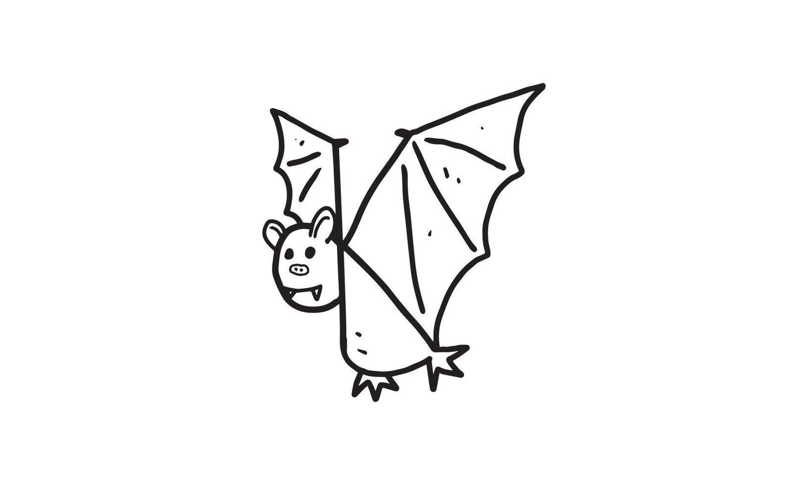 a flying bat illustration. colorless cartoon for drawing and coloring activities. fun activity for kids development and creativity. object isolated on white background in vector design.