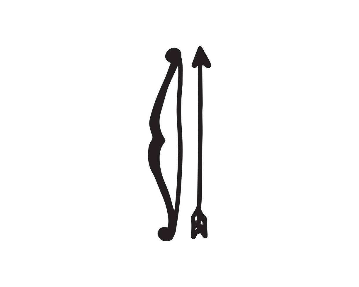 ilustraciones de arco y flecha en color negro. una ilustración vectorial de las herramientas de tiro con arco. un deporte que necesita una concentración total para disparar. vector