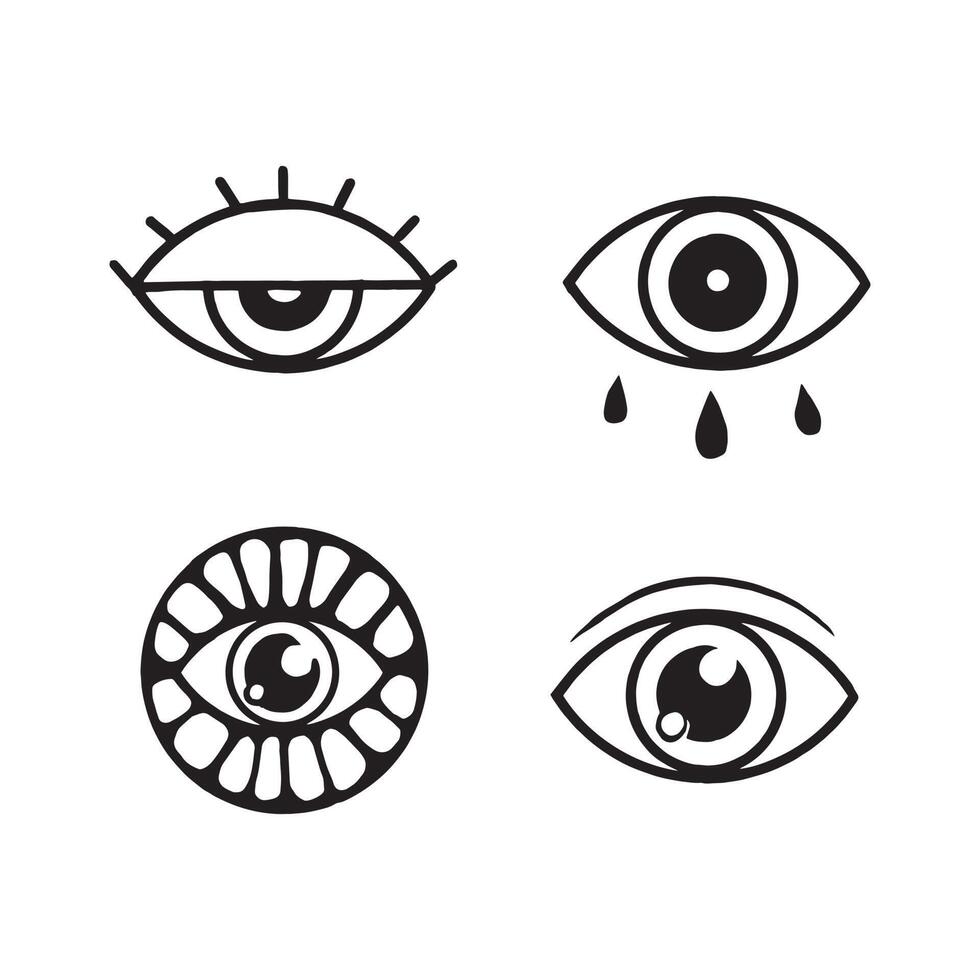 conjunto de colección de vectores de iconos de ojos. Ilustración de ojo simple para pictograma o diseño de elemento. estilo de contorno moderno de ojos sobre fondo blanco.