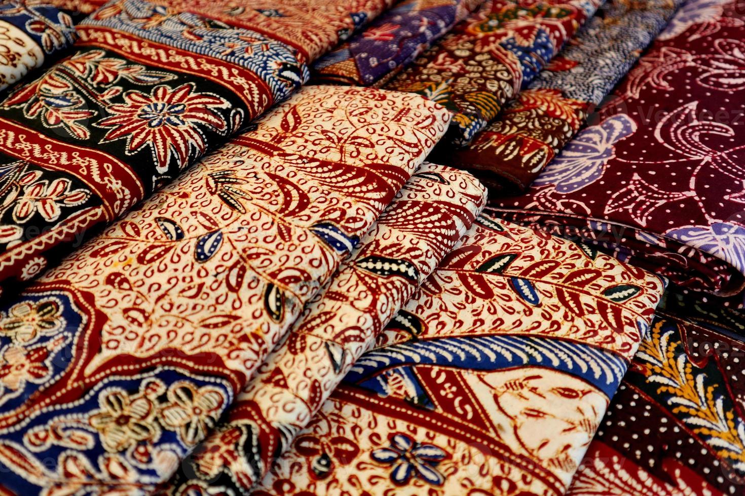 Close look of popular fabrics in Indonesia called Batik, this is made of natural colors photo