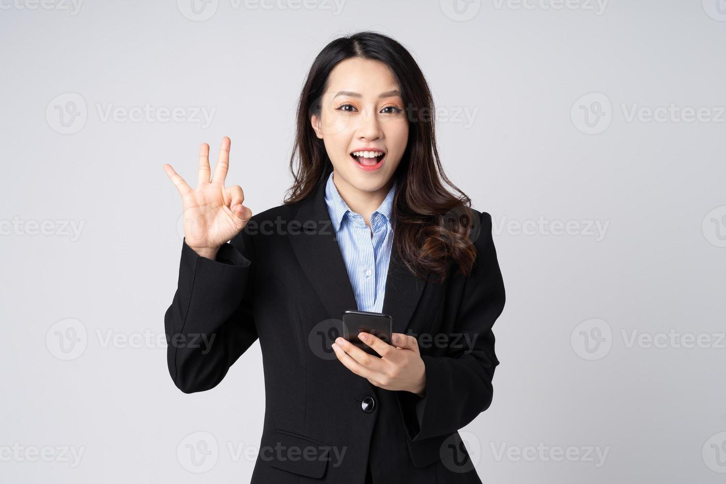 Asian businesswoman portrait, isolated on white background photo