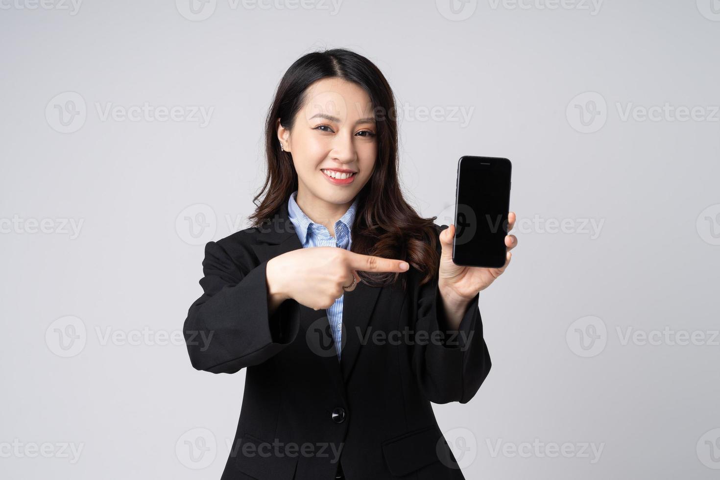 Asian businesswoman portrait, isolated on white background photo