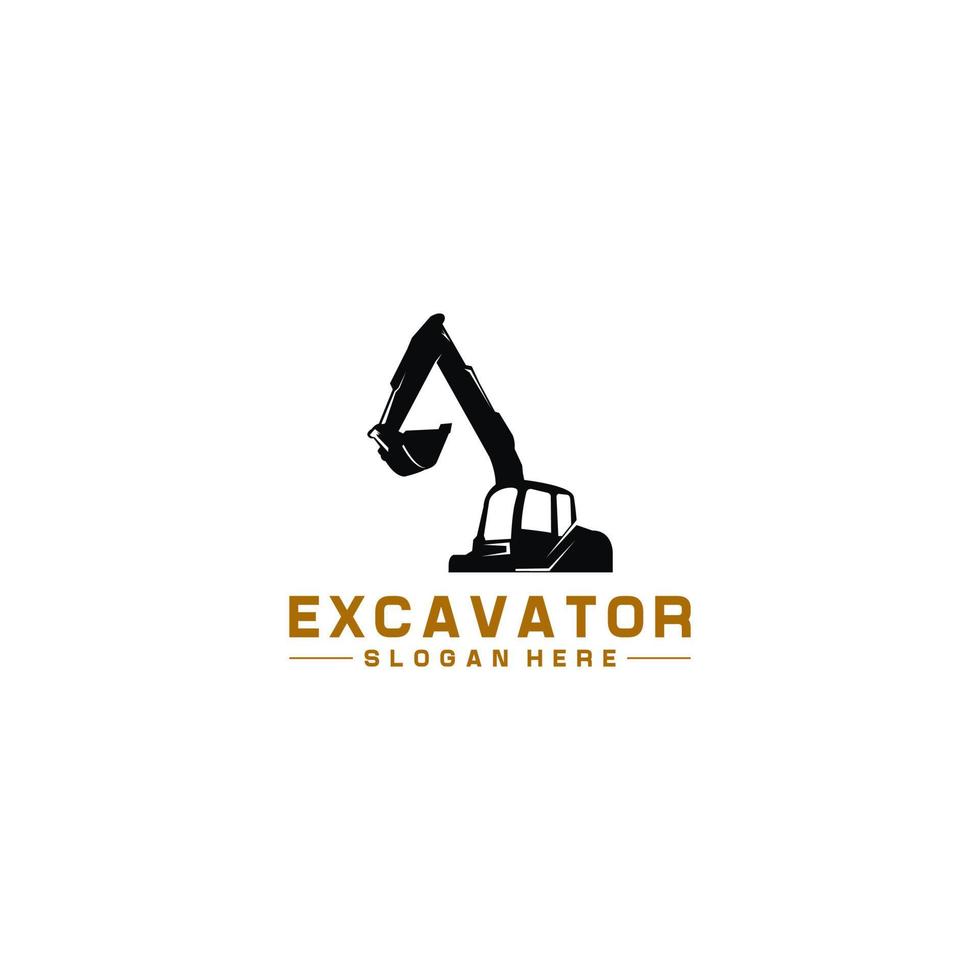 excavator logo template in white background vector