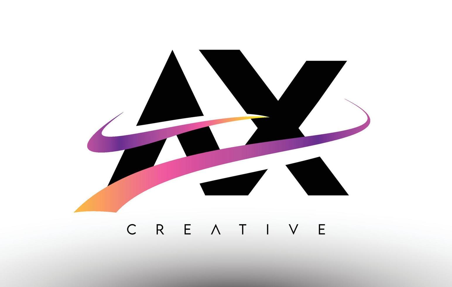 AX Logo Letter Design Icon. AX Letters with Colorful Creative Swoosh Lines vector