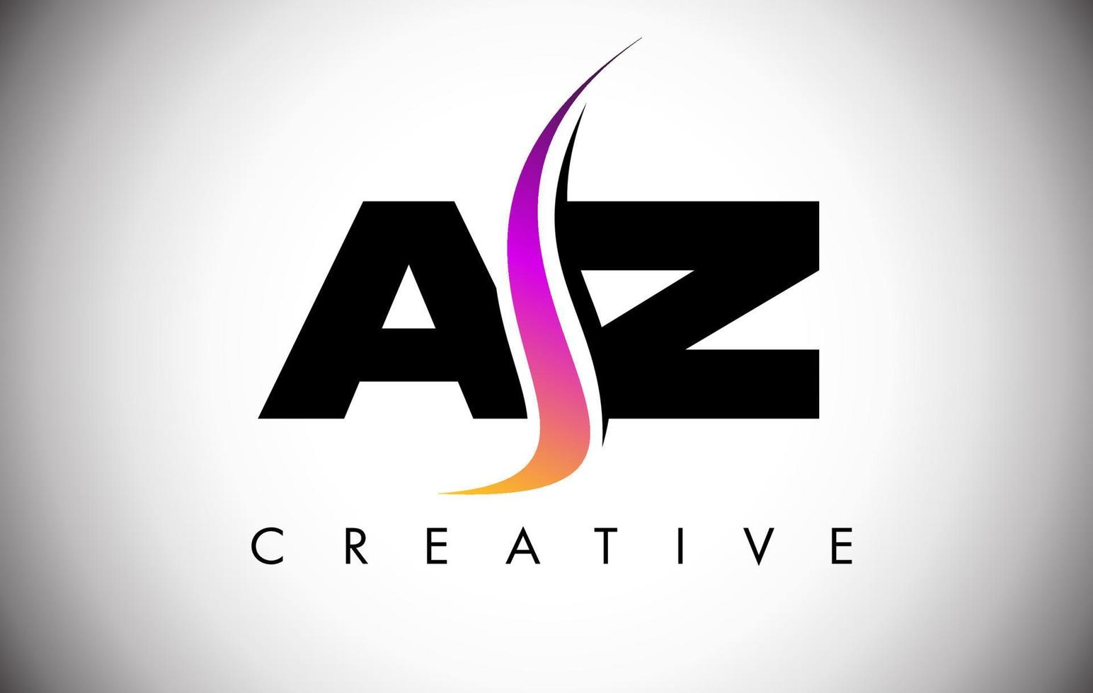 Diseño de logotipo de letra az con shoosh creativo y aspecto moderno. vector