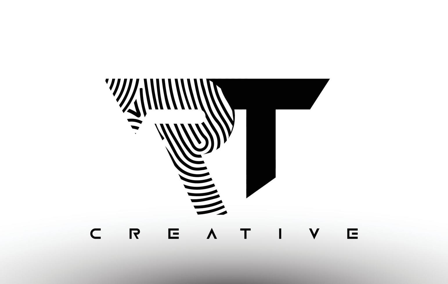 RT Fingerprint zebra Letter Logo Design. RT Logo with fingerprint Creative Icon Vector