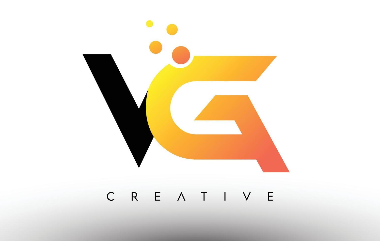 VG Black Orange Letter Logo Design. VG Icon with Dots and Bubbles Vector Logo