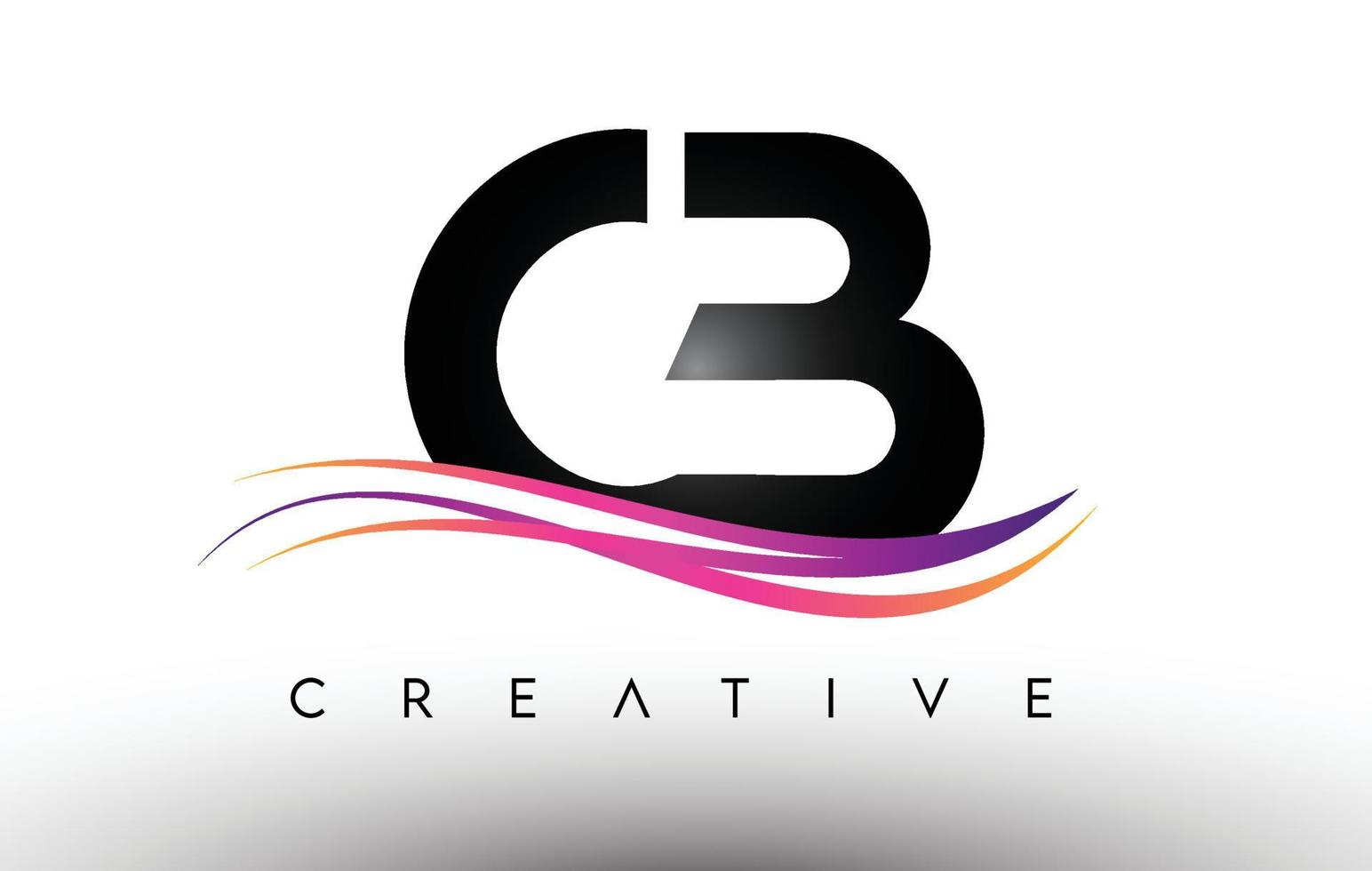 CB Logo Letter Design Icon. CB Letters with Colorful Creative Swoosh Lines vector