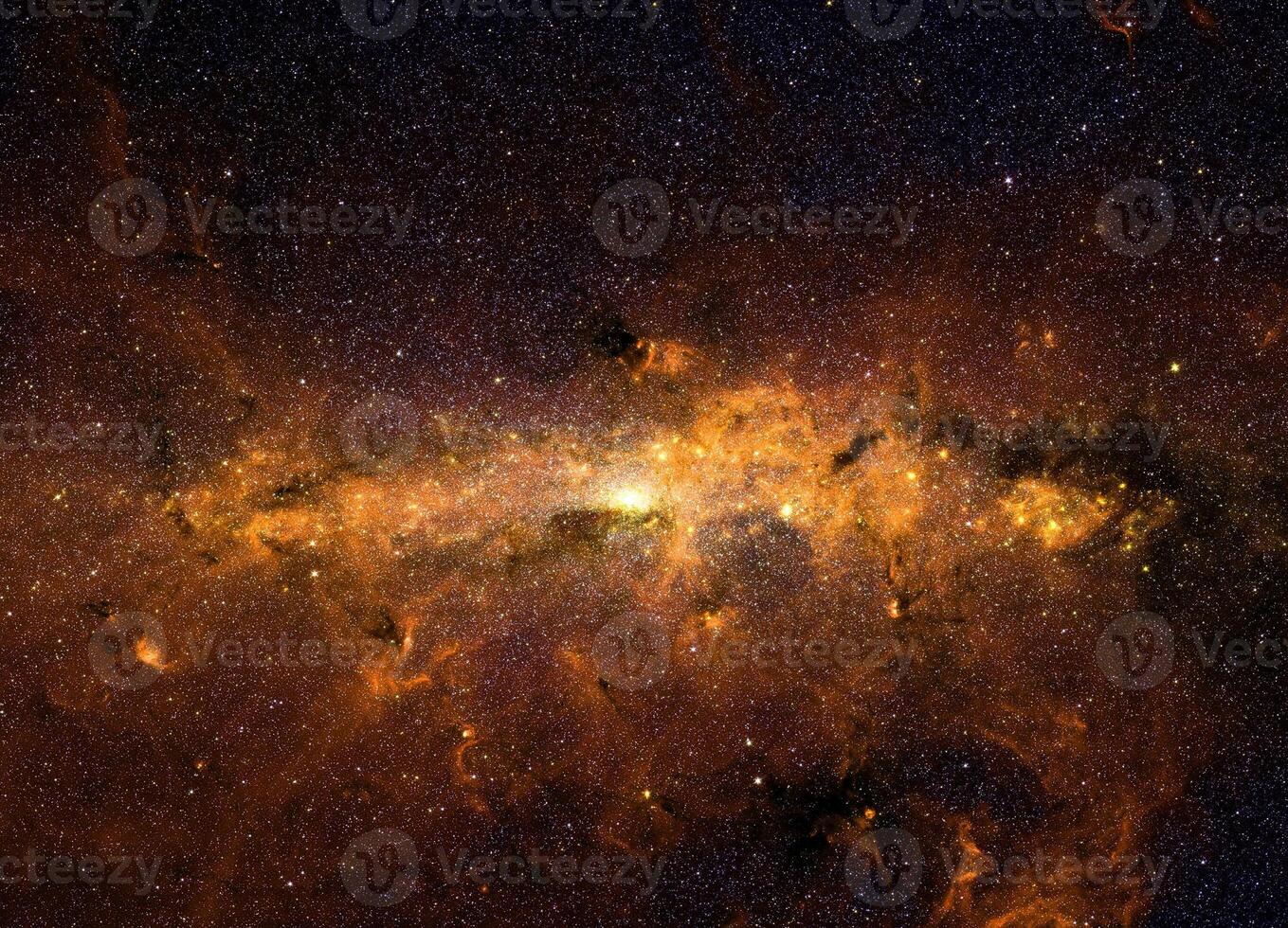 orange dramatic galaxy night panorama from the moon universe space on night sky photo