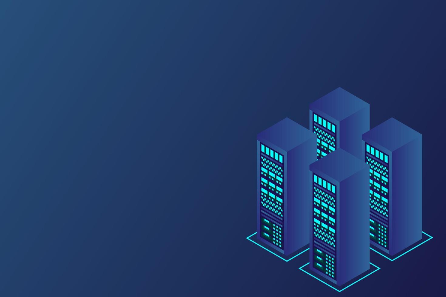 Mainframe, powered server, high technology concept, data center, cloud data storage vector