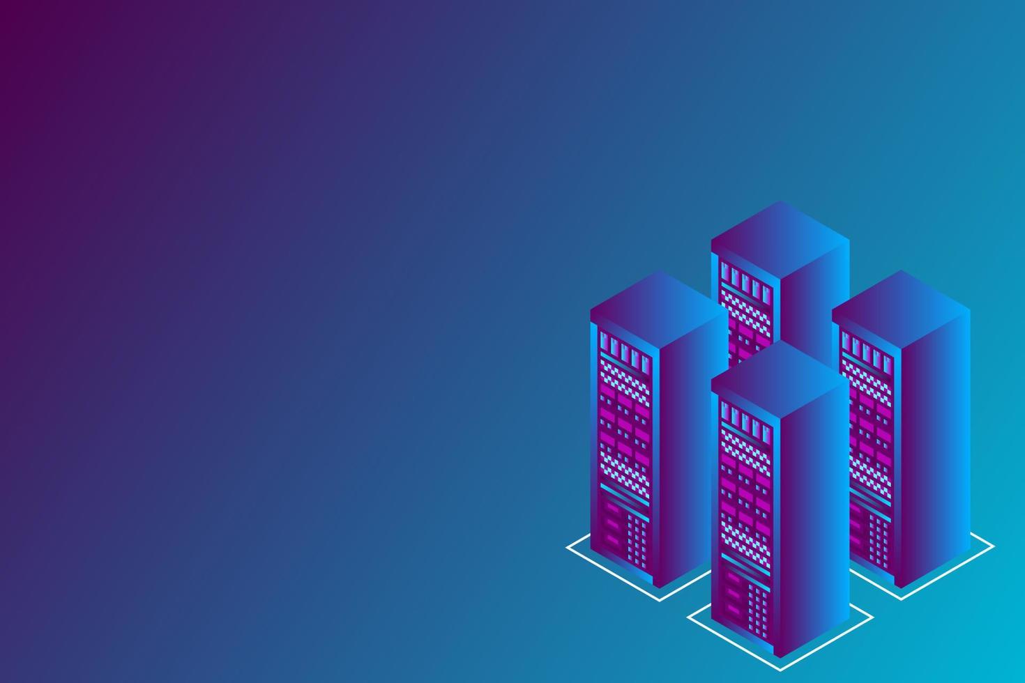 Mainframe, powered server, high technology concept, data center, cloud data storage vector