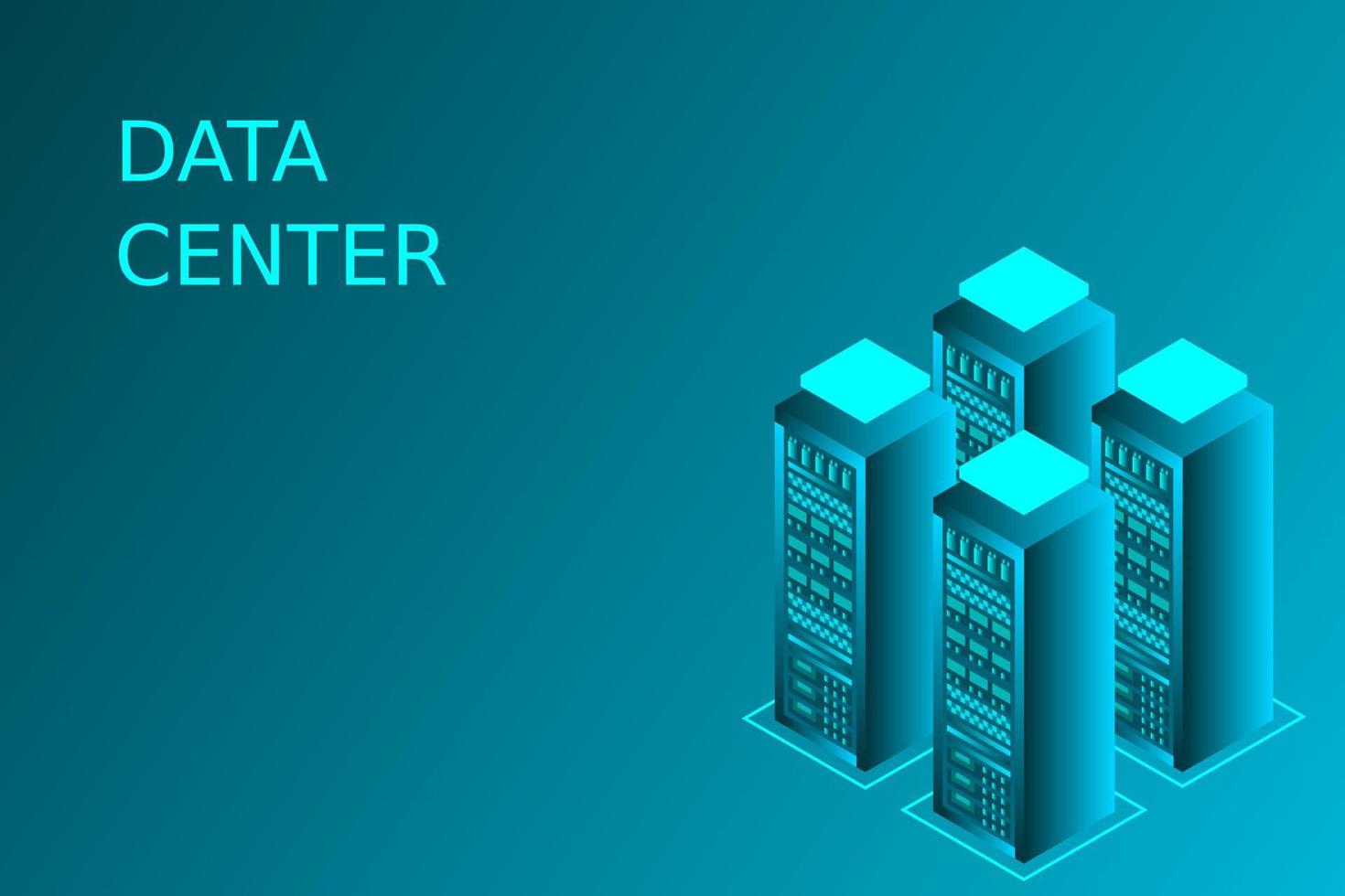 Mainframe, powered server, high technology concept, data center, cloud data storage vector