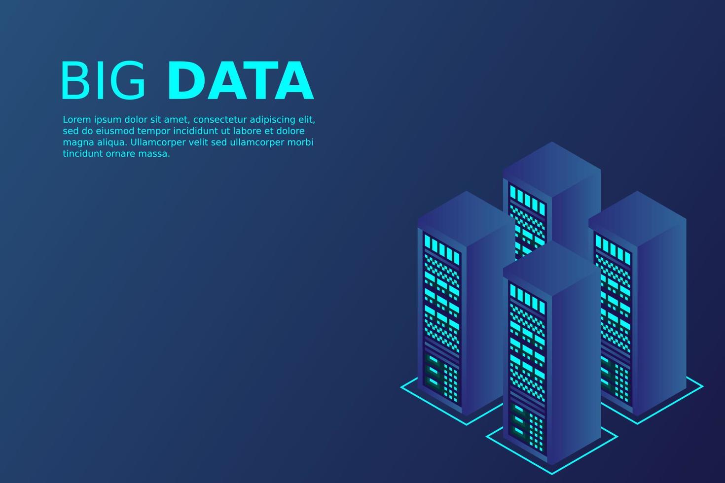 mainframe, servidor alimentado, concepto de alta tecnología, centro de datos, almacenamiento de datos en la nube vector