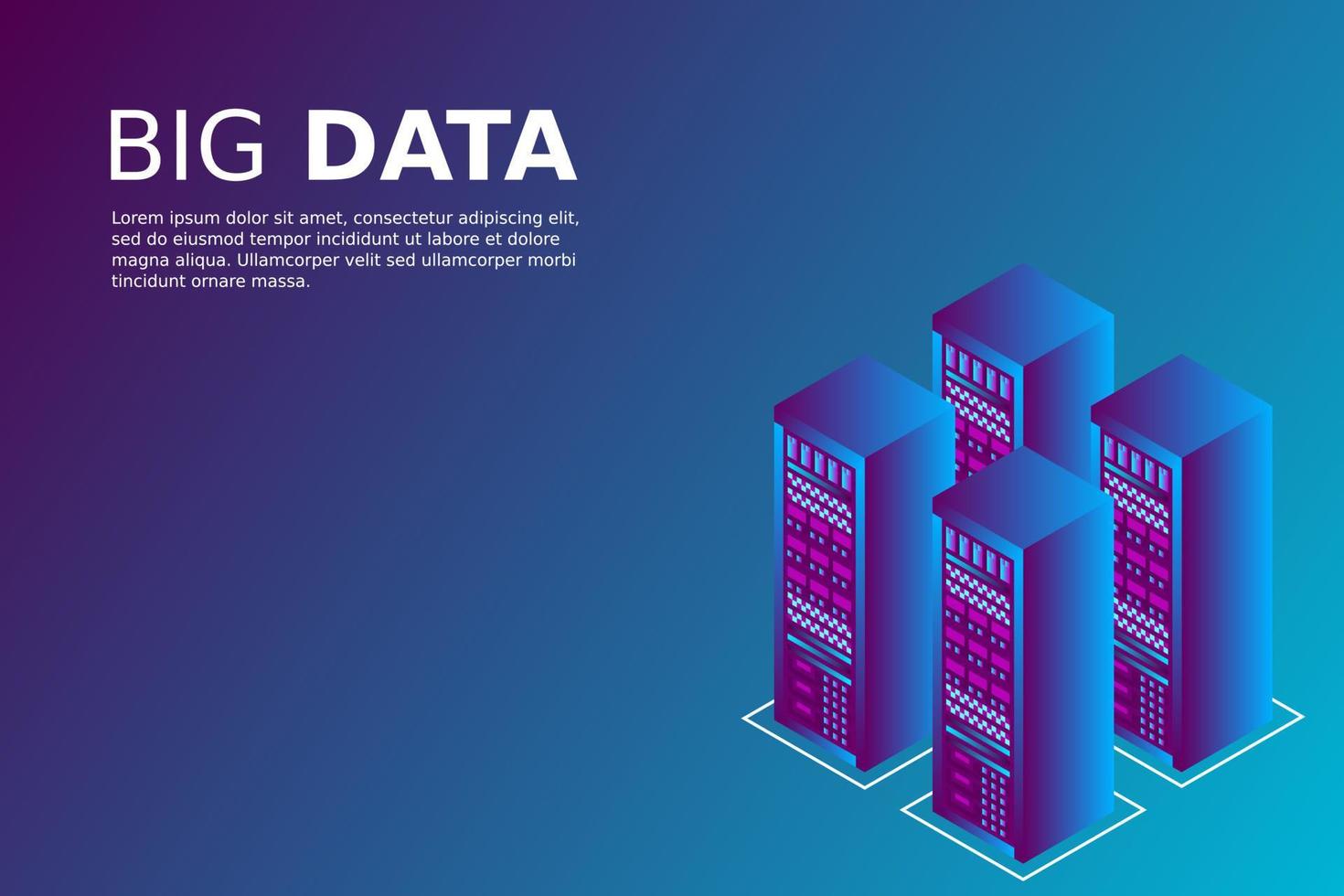 mainframe, servidor alimentado, concepto de alta tecnología, centro de datos, almacenamiento de datos en la nube vector