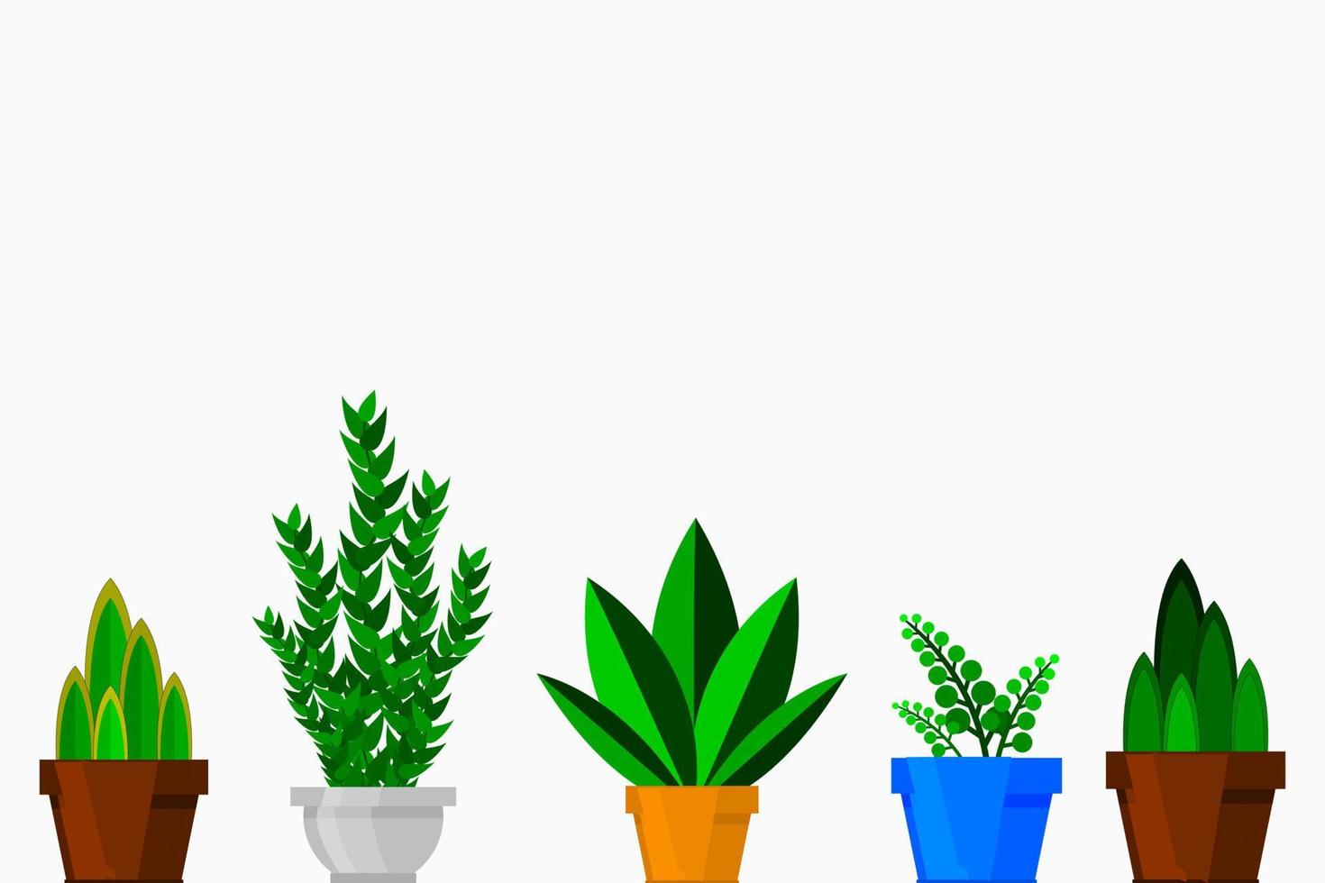 Indoor and outdoor landscape garden potted plants isolated on white vector