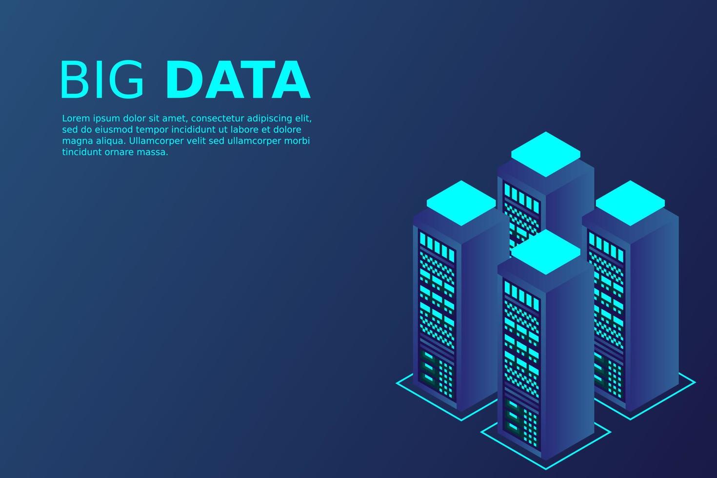 Mainframe, powered server, high technology concept, data center, cloud data storage vector
