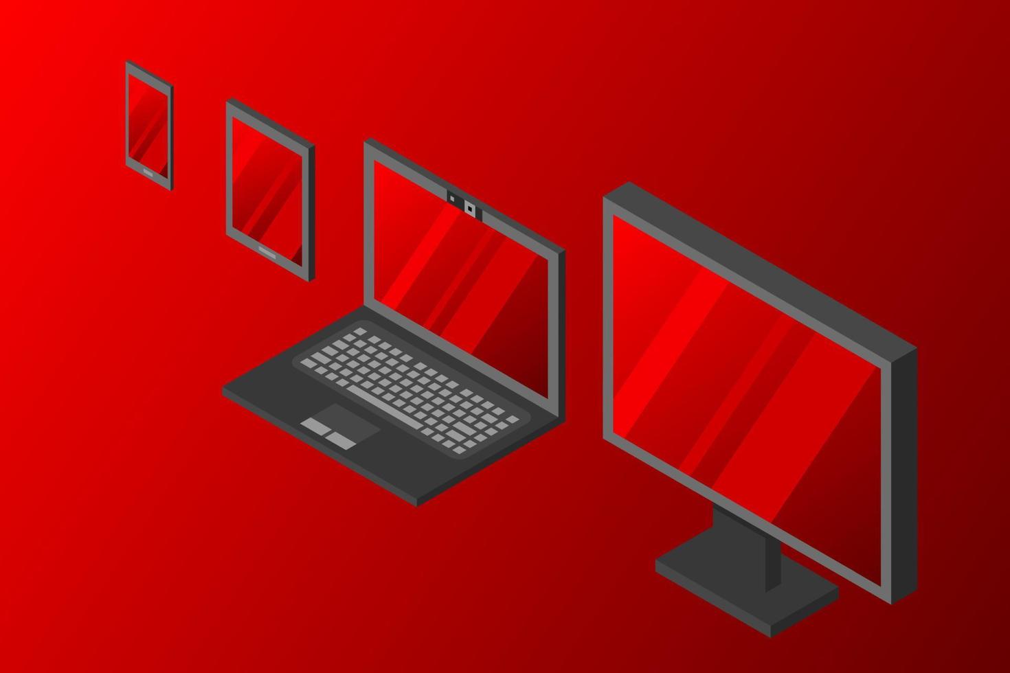 Isometric vector set of computer laptop tablet pc and smart-phone