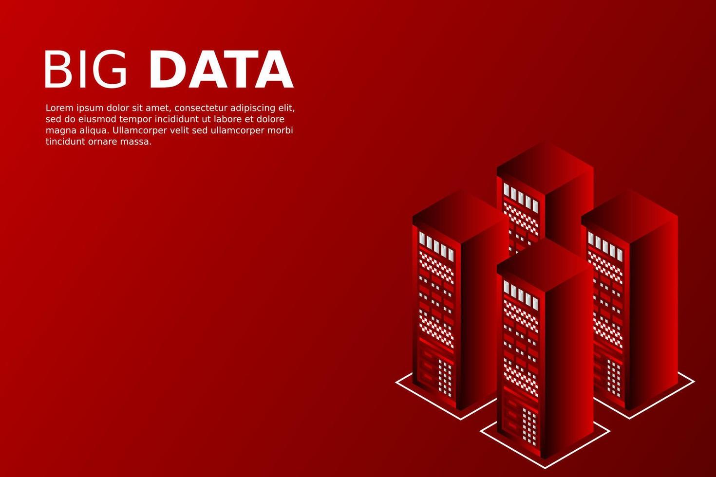 mainframe, servidor alimentado, concepto de alta tecnología, centro de datos, almacenamiento de datos en la nube vector