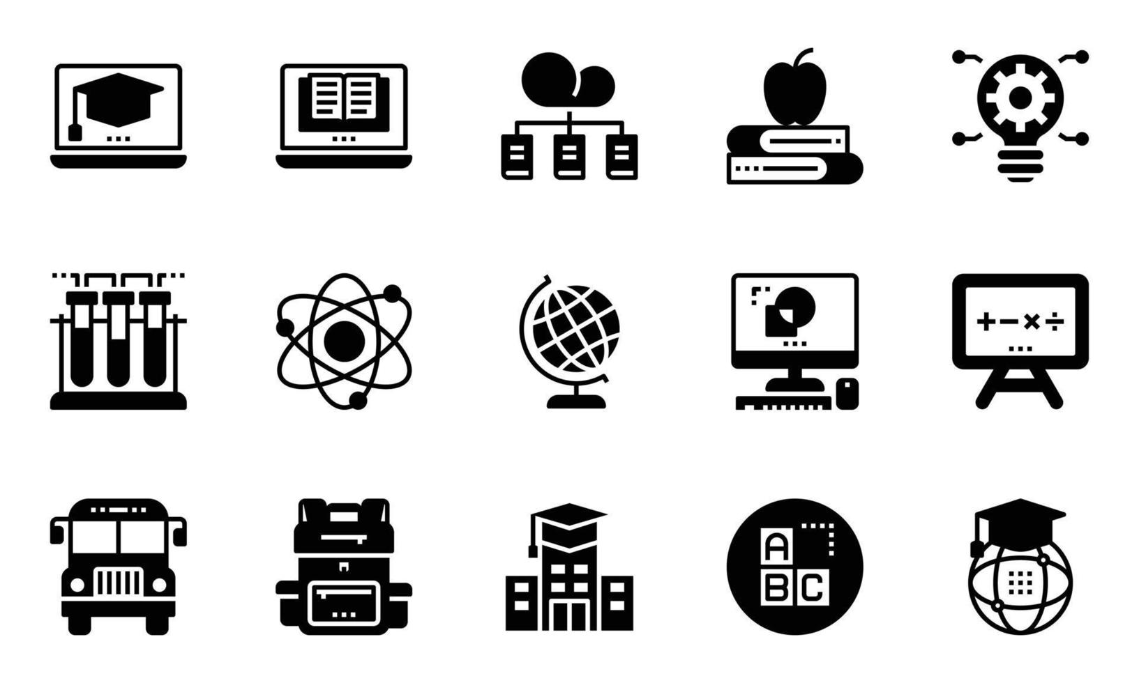 Education Study Online Icons Vector, school, Technology, E-Learning vector