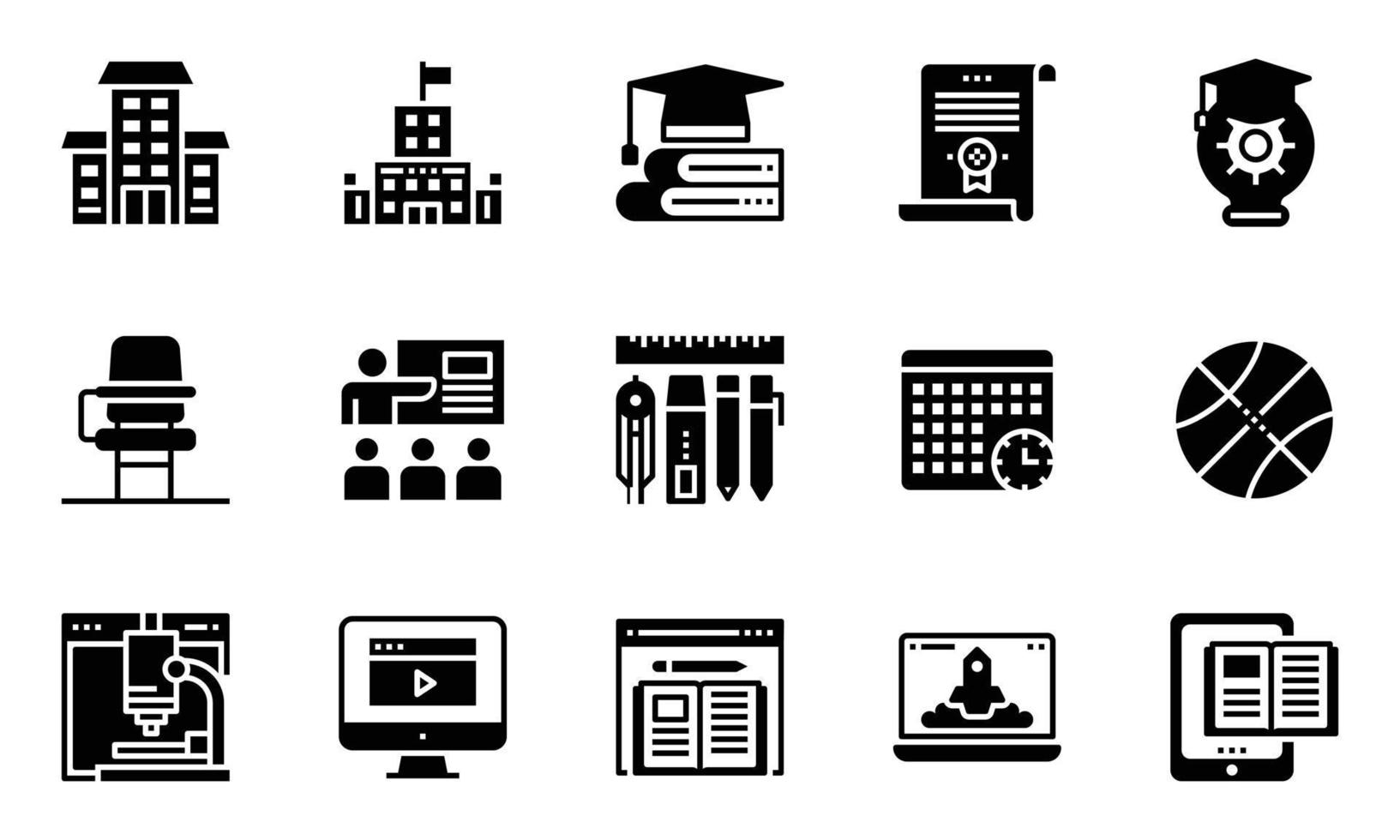 Education Study Online Icons Vector, school, Technology, E-Learning vector