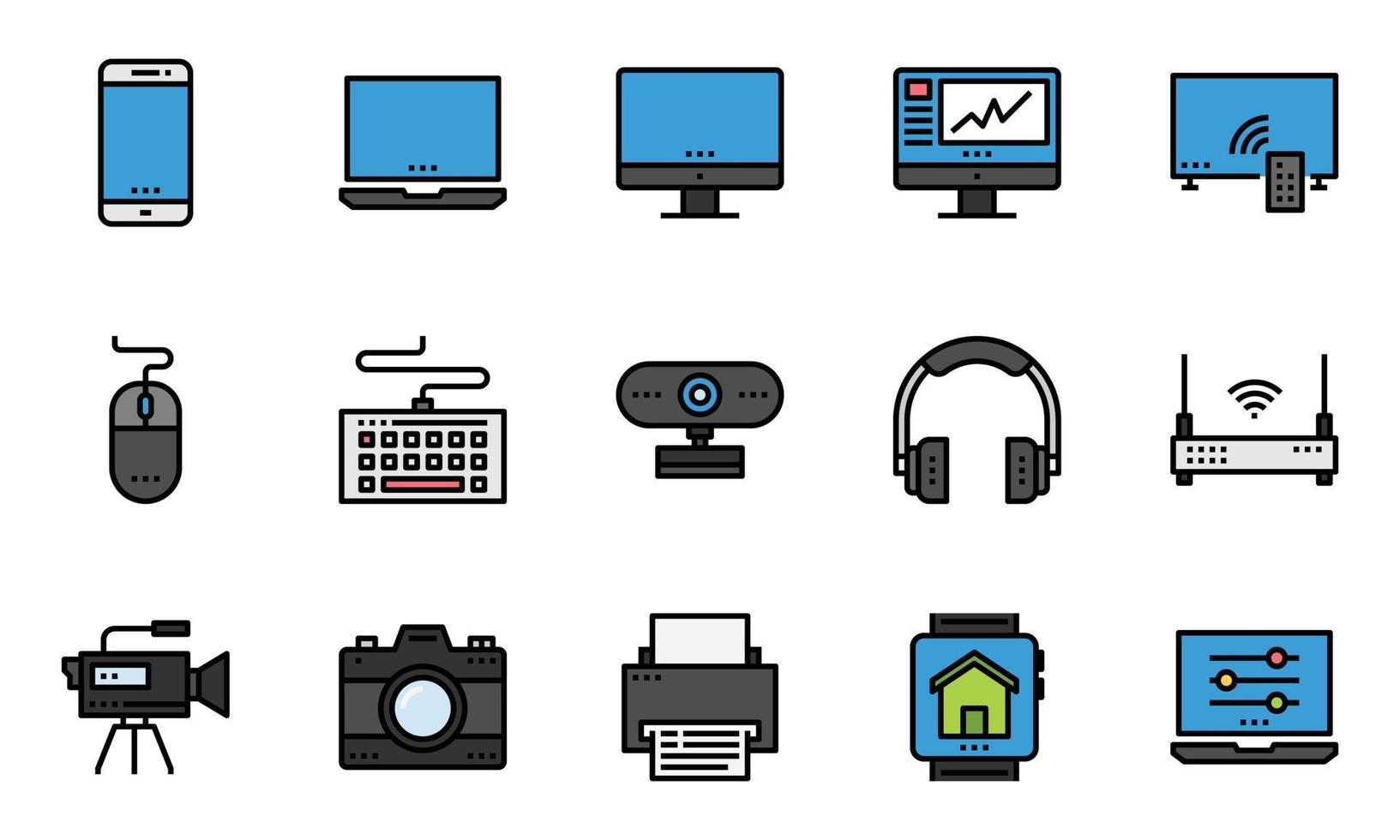 Home Electronics Devices Icons Vector ,Camera, Head Phone, Multimedia