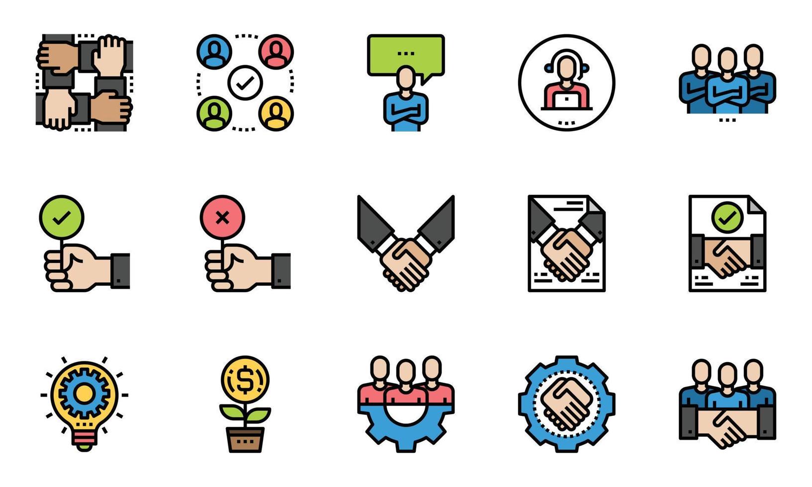 Business Solution Management Line Icons, customer, service, team ,leadership vector