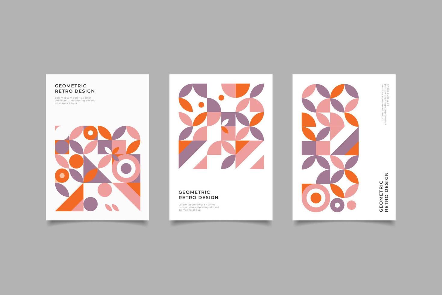 Set of retro geometric cover vector